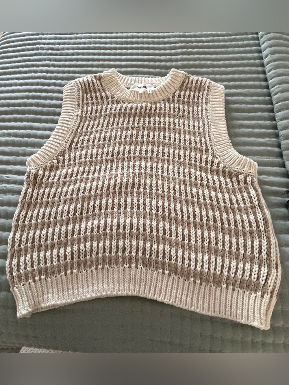 BA&SH Beige Knit Sleeveless Sweater Vest
